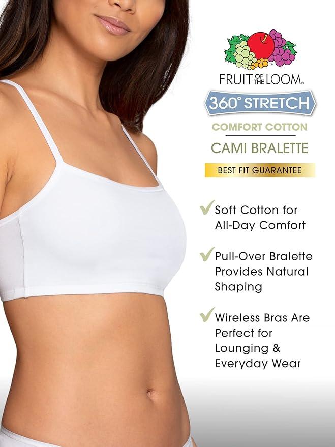 Fruit of the Loom Womens Spaghetti Strap Cotton Sports Bra - Which Mark