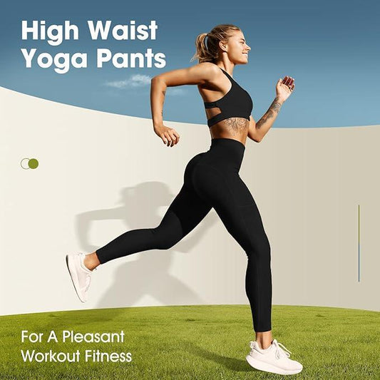 Occffy Leggings for Women High Waist Yoga Pants with Pockets Workout Tummy Control Femme Gym Running Tights CK888 - Which Mark
