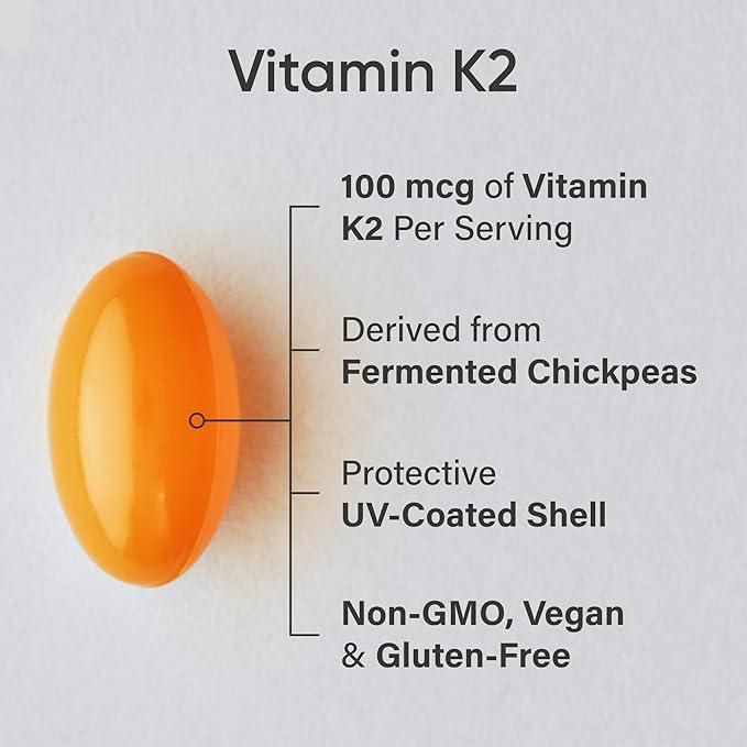 Sports Research Vitamin K2 as MK7 with Coconut MCT Oil | Non-GMO Verified, Vegan Certified (60 Veggie-Softgels) - Which Mark