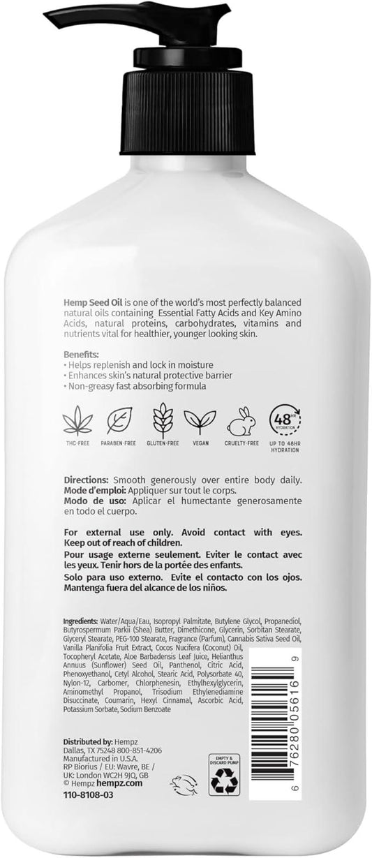 Hempz Whipped Vanilla & Coconut Cream Body & Hand Lotion, Vegan Formula, for Men or Women, 17 oz. - Which Mark