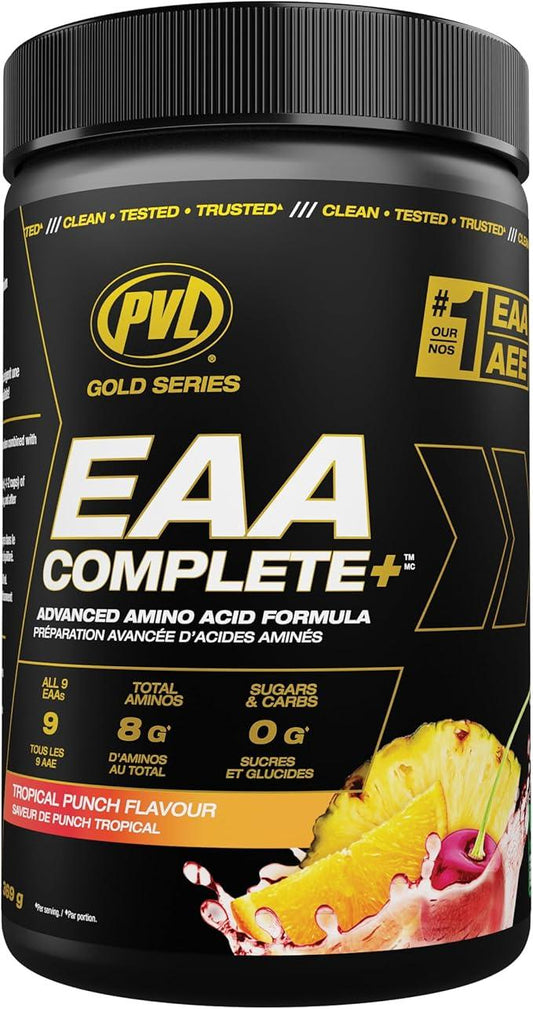 PVL EAA BCAA COMPLETE | Pre, Intra or Post Workout – EAA/BCAA with L-Arginine, Amino Acid Supplement – Keto Friendly – 369 g (30 servings) – Tropical Punch - Which Mark