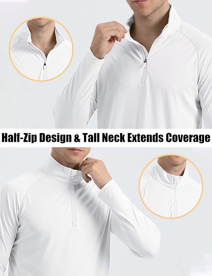 MAGCOMSEN Men's Long Sleeve Sun Shirts UPF 50+ Tees 1/4 Zip Up Fishing Running Rash Guard T-Shirts Outdoor Shirt - Which Mark