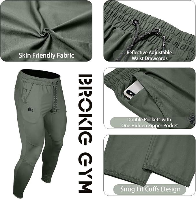 BROKIG Mens Lightweight Gym Jogger Pants,Men's Workout Sweatpants with Zip Pocket - Which Mark