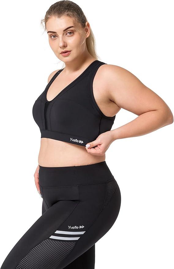 Yvette Women's High Impact Sports Bras Full Support Criss Cross Back Sexy Running Bra for Plus Size - Which Mark