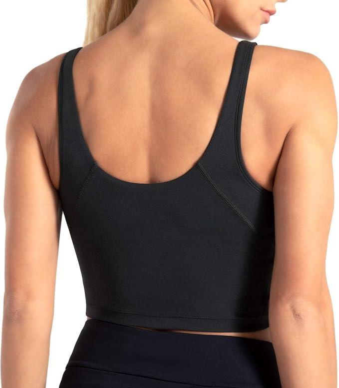 Wjustforu Women Sports Bra Yoga Tank Longline Padded Workout Crop Tank Top Fitness Workout Running Top - Which Mark