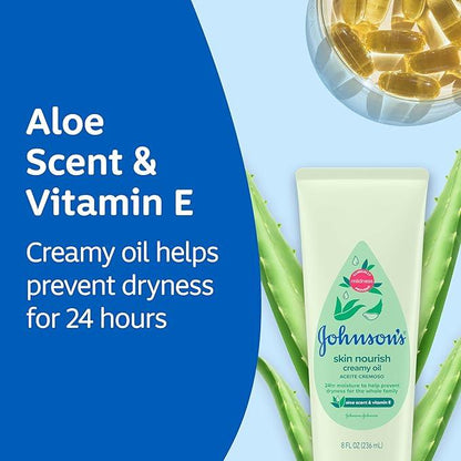 Johnson’s Baby Creamy Oil with Aloe Vera & Vitamin E, Moisturizing Body Lotion, Paraben Free, 236 mL - Which Mark