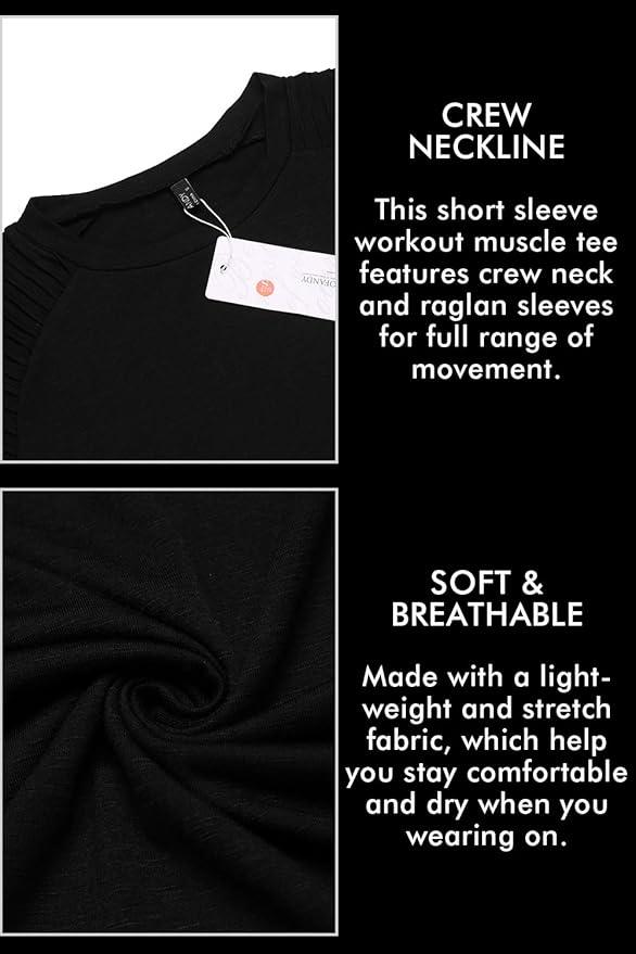 COOFANDY Men's Muscle T-Shirt Pleated Raglan Sleeve Bodybuilding Gym Tee Short Sleeve Fashion Workout Shirts Hipster Shirt - Which Mark