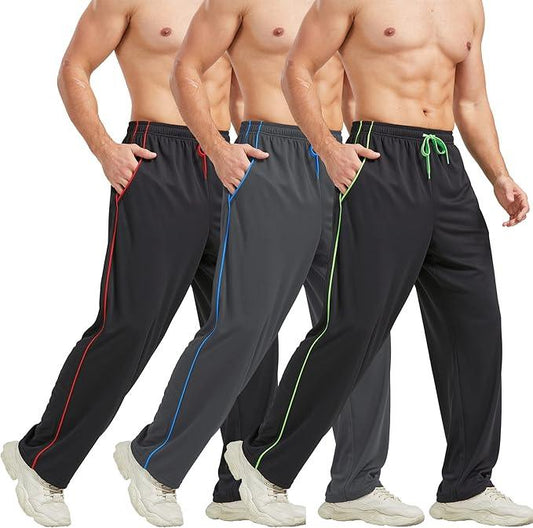 E-SURPA Men's Athletic Pant with Pockets Open Bottom Sweatpants for Men Workout, Exercise, Running - Which Mark