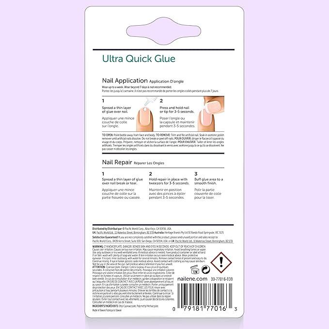 Nailene Ultra Quick Nail Glue, 0.10 oz – Durable, Easy to Apply False Nail Glue – Repairs Natural Nails – Quick-Drying Nail Adhesive Lasts Up to 7 Days – Nail Care Essential - Which Mark