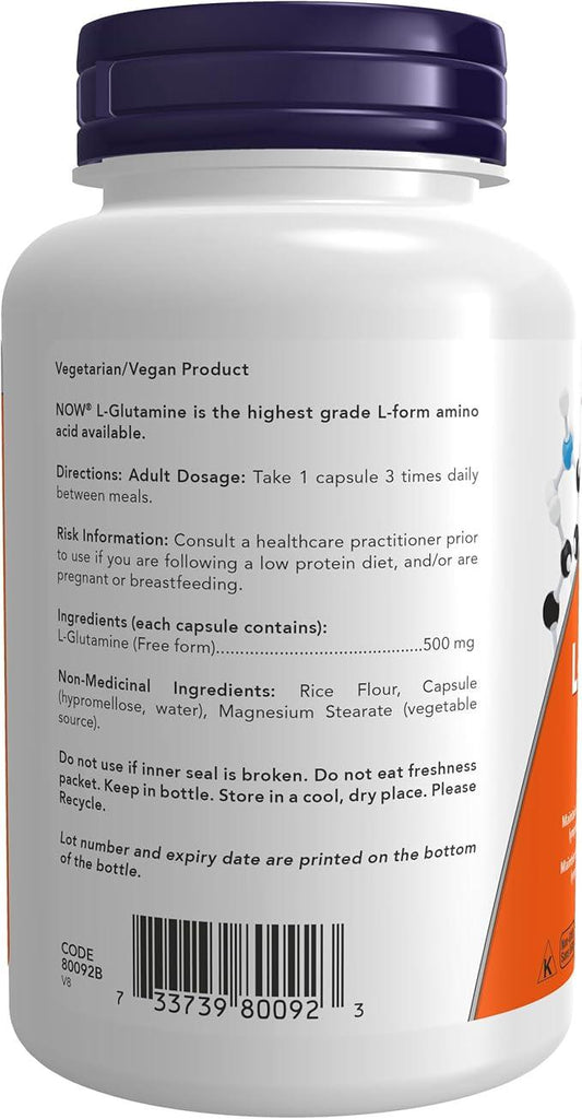 NOW Supplements L-Glutamine 500mg Capsules, 120 Count - Which Mark