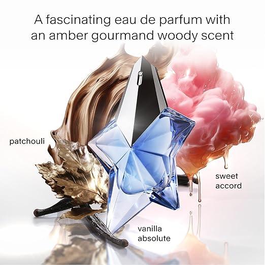 Mugler Angel - Eau de Parfum - Women's Perfume - Ambery & Woody - With Bergamot, Praline, and Patchouli - Long Lasting Fragrance - Which Mark
