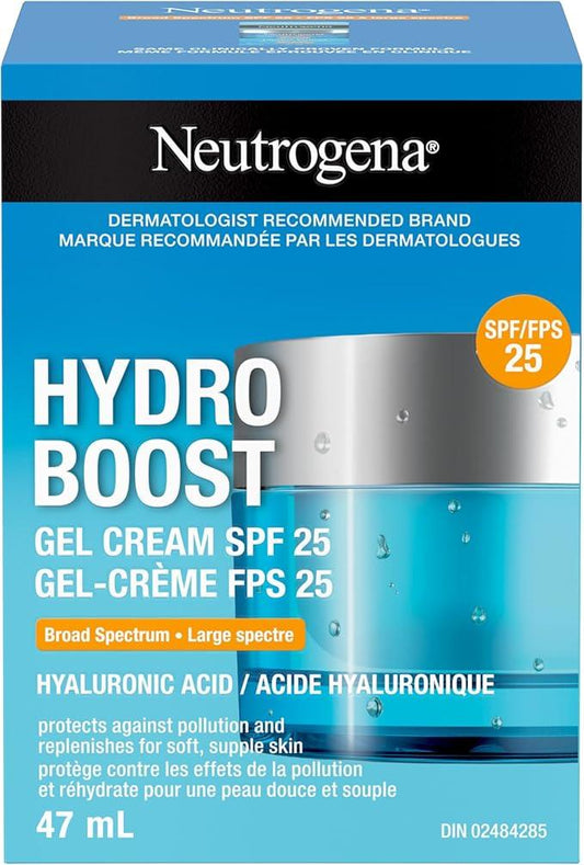 Neutrogena Hydro Boost Gel Cream with SPF 25 - Broad Spectrum UVA/UVB Protection & Hyaluronic Acid - Lightweight Oil-Free Facial Moisturizer for Smooth, Hydrated Skin - Non-Comedogenic, 47mL - Which Mark