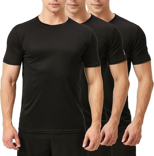 TEX2FIT Multi Pack Men's T Shirts Short Sleeve Quick Dry Workout Gym Shirts for Men - Which Mark
