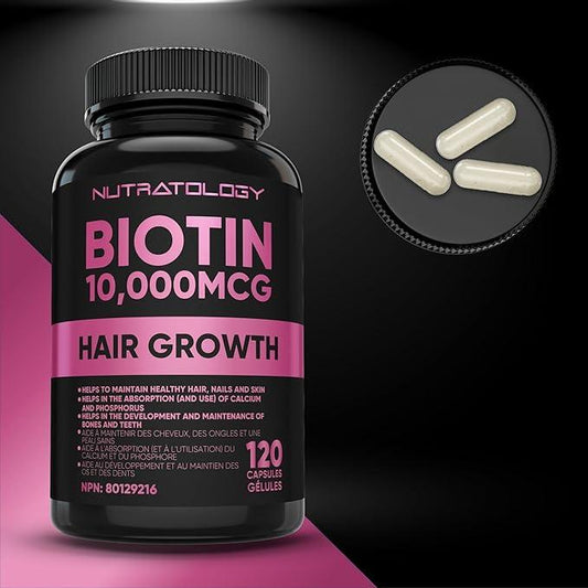 Nutratology Biotin 10000MCG Hair Vitamins For Hair Growth Women - Promotes Healthy Skin & Nail Growth - Supports Muscle Function - Biotin Supplement - Hair Growth Products for Women - 120 capsules - Which Mark