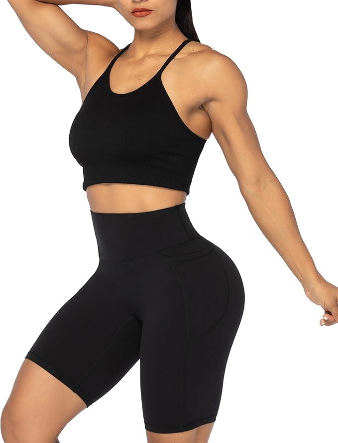 Sunzel 10" / 8" / 5" / 3" Biker Shorts for Women with Pockets, High Waisted Yoga Workout Shorts - Which Mark