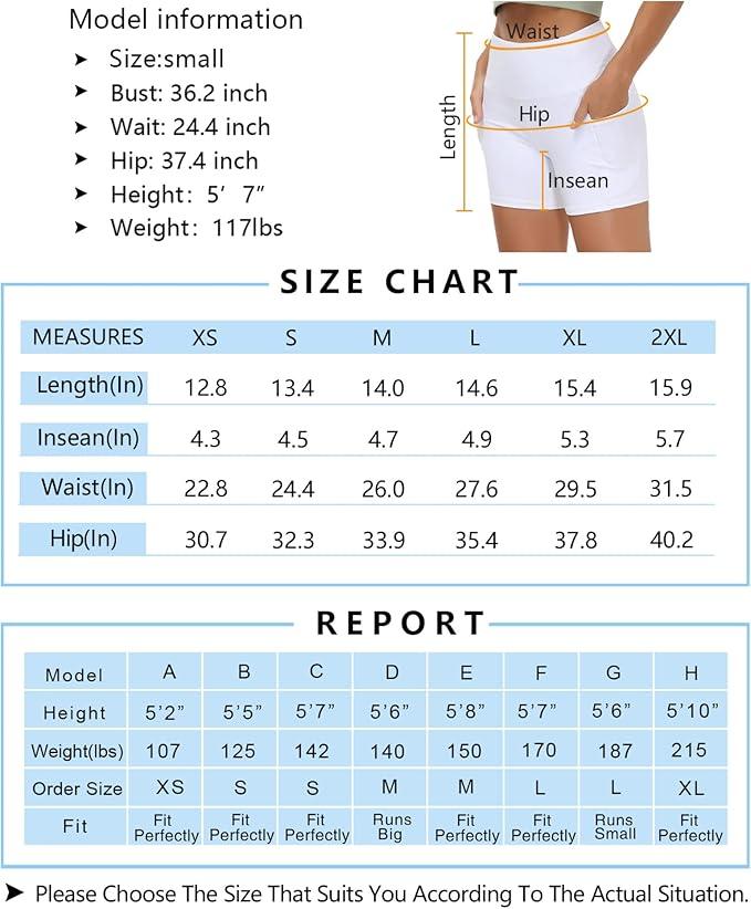 THE GYM PEOPLE High Waist Women’s Running Shorts with Side Pockets Tummy Control Workout Athletic Yoga Shorts - Which Mark