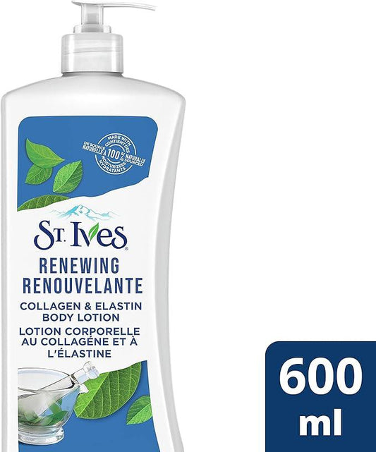 St. Ives Renewing Body Lotion dry skin moisturizer for beautiful, supple skin Collagen Elastin made with 100% naturally sourced moisturizers 600 mL - Which Mark