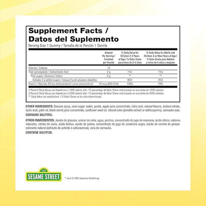 Sesame Street Daily Sunshine Vitamin D3 Kids Gummy by Webber Naturals, 180 Gummies, 600 IU of Vitamin D Per Gummy, For Children Age 3 and Up - Which Mark