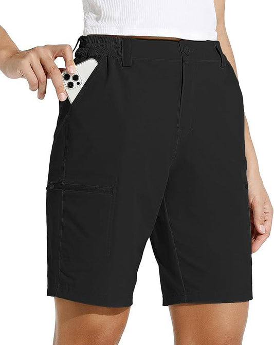 Willit Women's 10" Hiking Cargo Shorts Stretch Golf Active Long Shorts Quick Dry Outdoor Summer - Which Mark