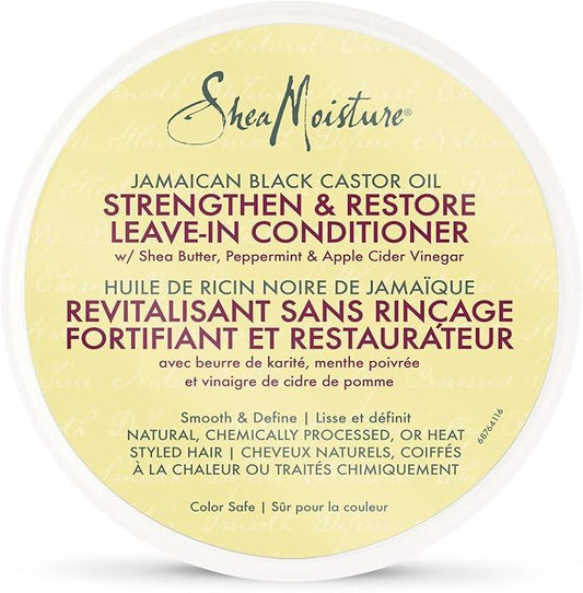Shea Moisture Strengthen & Restore Leave-in Conditioner for dry hair Jamaican Black Castor Oil with Shea Butter, Peppermint and Apple Cider Vinegar 340 ml - Which Mark