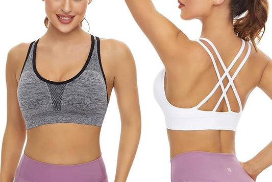 SEGRILA Sports Bras for Women 3 Pack Crisscross Back Yoga Bras Medium Support Workout Bras with Removable Pads - Which Mark