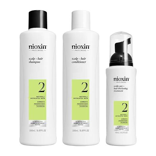 Nioxin Scalp + Hair Thickening System Kits | For Natural, Colored, & Damaged Hair with Light to Progressed Thinning | Strengthen & Boost Hair Density with Niacinamide & Biotin | Trial Size | 1 Month Supply - Which Mark