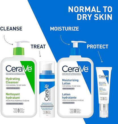 CeraVe Moisturizing Lotion, Daily Lightweight Lotion with Hyaluronic Acid & Ceramides for Women and Men. Suitable for Dry & Sensitive Skin, Fragrance-Free, Non-Comedogenic & Allergy Tested, 473 mL - Which Mark