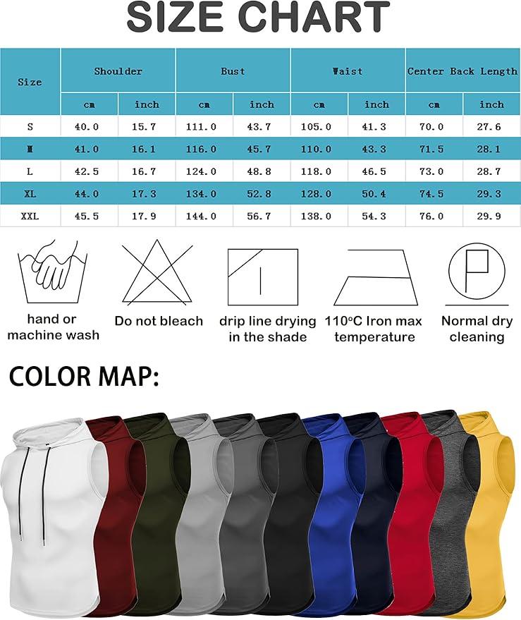 Babioboa Men's Workout Hooded Tank Tops Gym Sleeveless Hoodies Fitness Bodybuilding Muscle T-Shirts - Which Mark