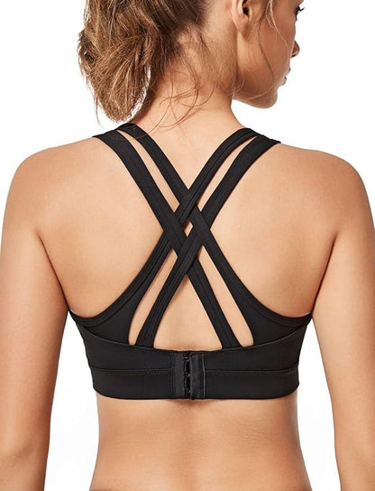 Yvette Women's High Impact Sports Bras Full Support Criss Cross Back Sexy Running Bra for Plus Size - Which Mark