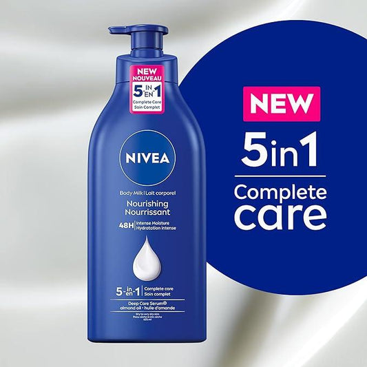 NIVEA Nourishing Body Milk | 48H Moisture |Daily Moisturizer| Non-greasy, Intense Moisture| with Almond Oil | For Dry Skin to very dry skin | 625ml Pump Bottle - Which Mark