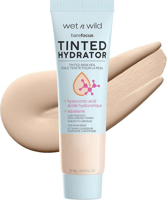 wet n wild Bare Focus Tinted Hydrator Matte Natural Finish, Oil-Free Tinted Face Moisturizer Makeup, Hyaluronic Acid, Squalane, Sheer To Medium Coverage – Light Medium - Which Mark