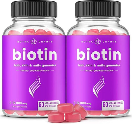 Biotin Gummies 10,000mcg Per Serving | Healthy Hair, Skin & Nails Vitamin Gummies for Women & Men | Chewable Biotin Supplement | Vegan & Non-GMO | 120 Gummies | 5000mcg Per Gummy - Which Mark