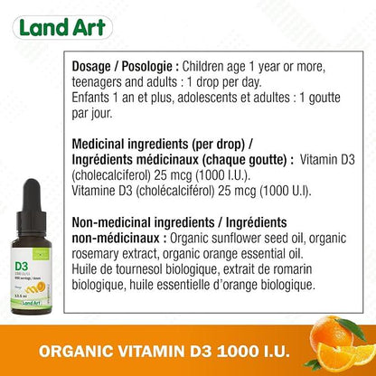Certified Organic Vitamin D3 Drops - 490 servings - 1000 IU per drop - Immune System Support - Non-GMO - Gluten-Free - Made in Canada - 13.5 ml (Pack of 1) - Which Mark