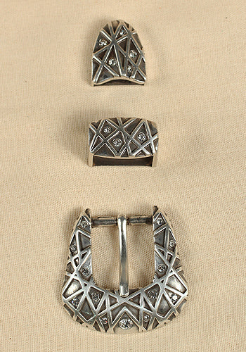 Buckle Set Rhinestone Antique Silver - Which Mark