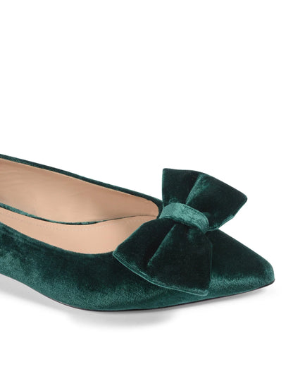 Baby Bow Velvet Ballerina - Green - Which Mark