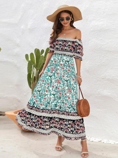Floral Flounce Sleeve Midi Dress - Which Mark
