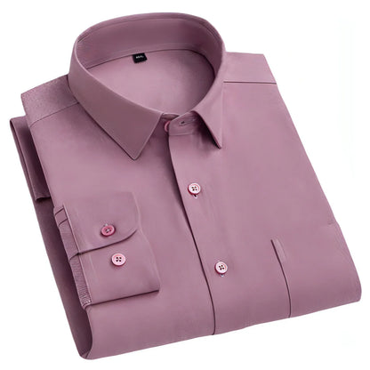 Men's Long Sleeve Solid Color Pocket Light Business DressShirt - Which Mark
