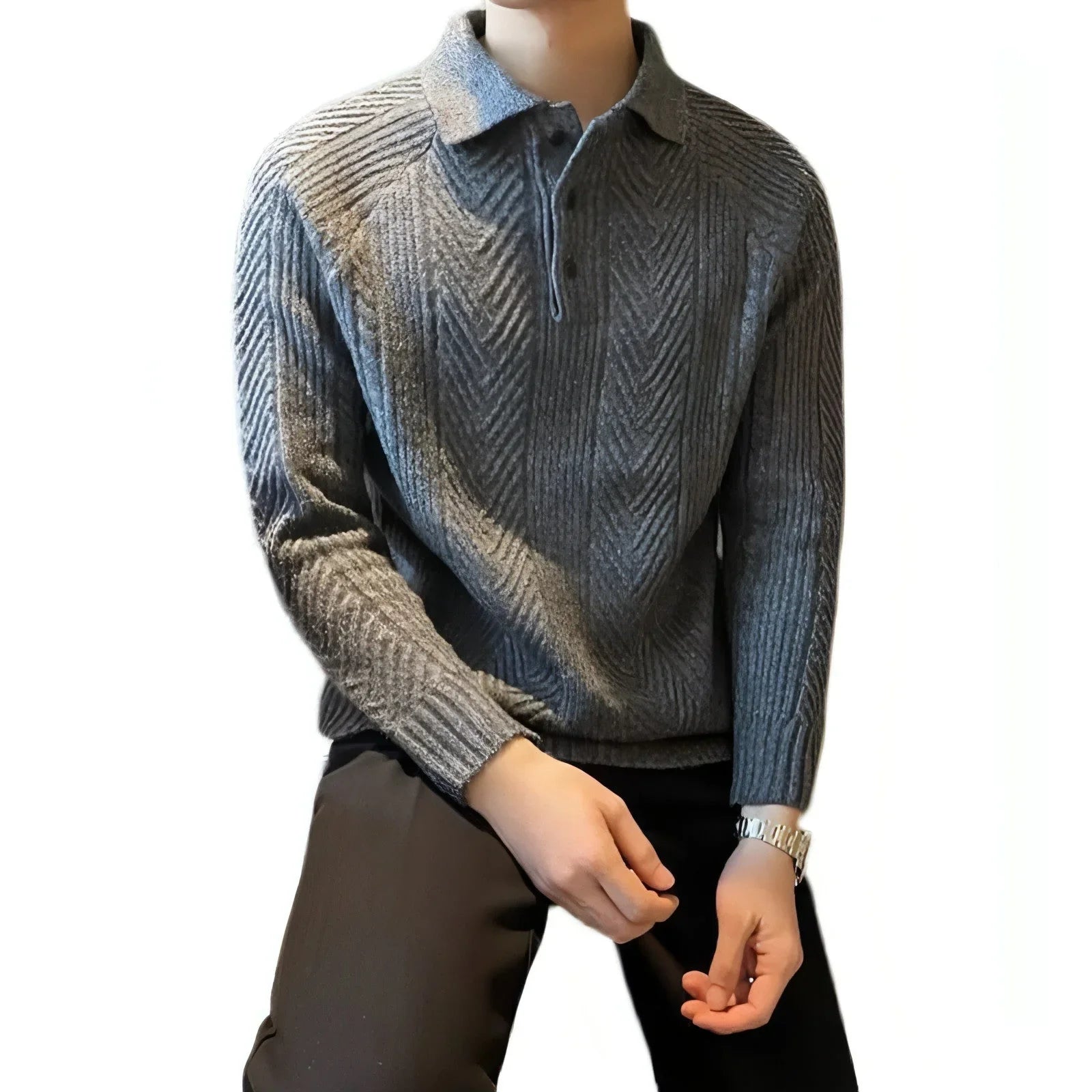 Winter Thermal Base Pullover Men's Sweater Casual Polo Collar Polo - Which Mark