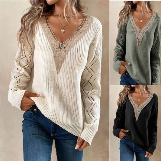 Spring And Autumn V-neck Sweater New Loose Casual Women - Which Mark