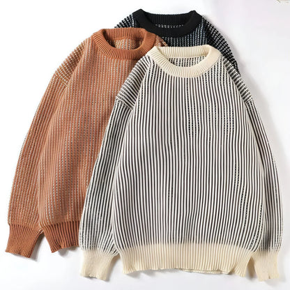 Round Neck Striped Sweater For Men - Which Mark