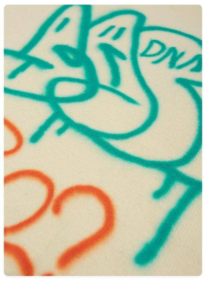 Graffiti Printed Loose Warm Sweater Women - Which Mark
