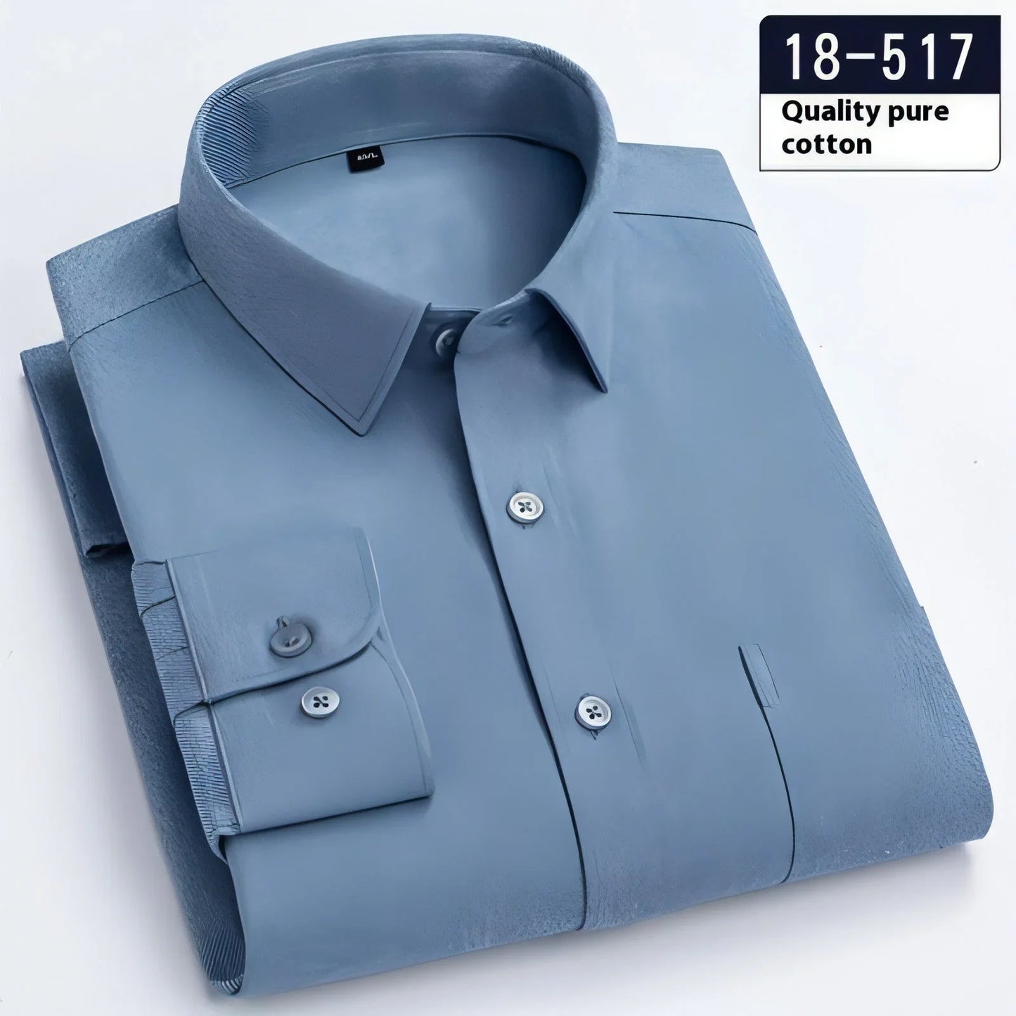 Men's Long Sleeve Solid Color Pocket Light Business DressShirt - Which Mark