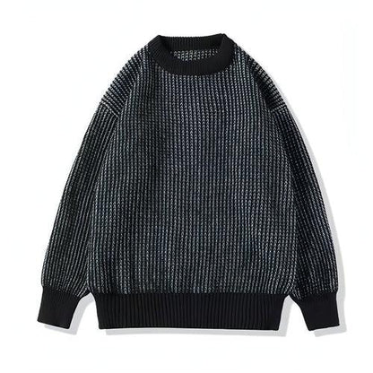 Round Neck Striped Sweater For Men - Which Mark