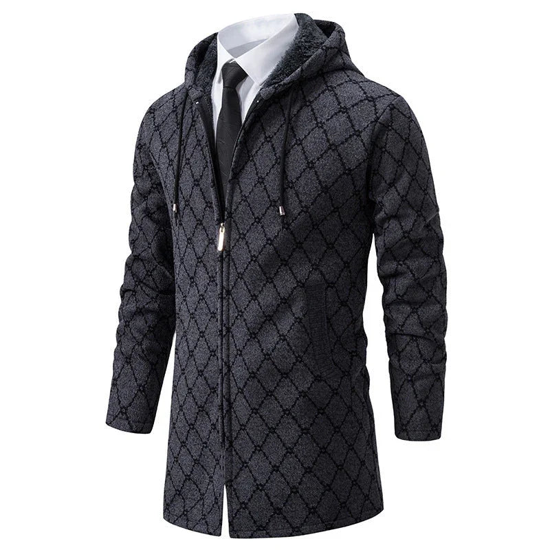 Men's Mid-length Sweater Fashion Casual Hooded Coat - Which Mark