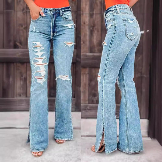 25 Edition – High Waist Ripped Split Stretch Jeans for Women - Which Mark