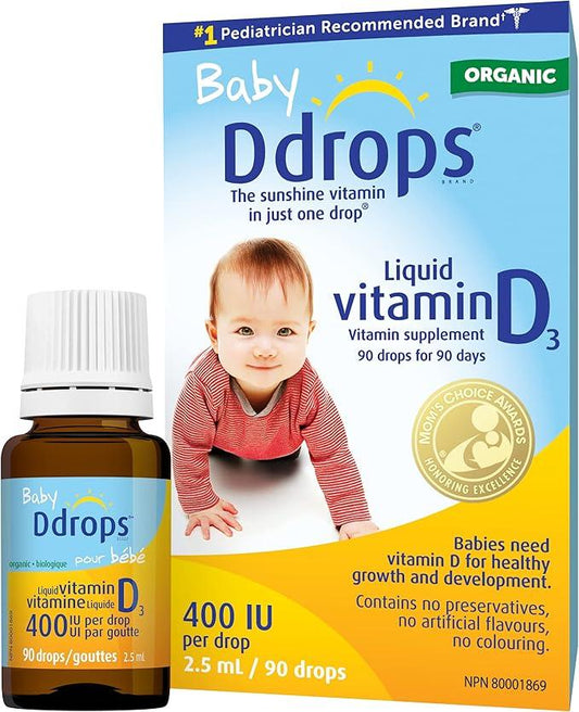 Organic Baby Ddrops 400 IU 90 drops (2.5ml) - Daily Liquid Vitamin D for Infants (Pack of 1) - Which Mark