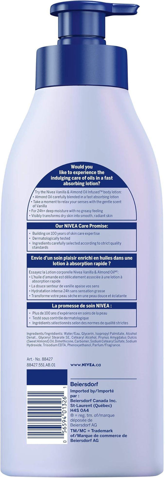 NIVEA Oil-Infused Vanilla & Almond Oil Body Lotion | Non-greasy, Fast Absorbing Daily Moisturizer |24H Deep Moisture |For all skin types Normal to Dry | Dermatologically tested | 500 mL - Which Mark
