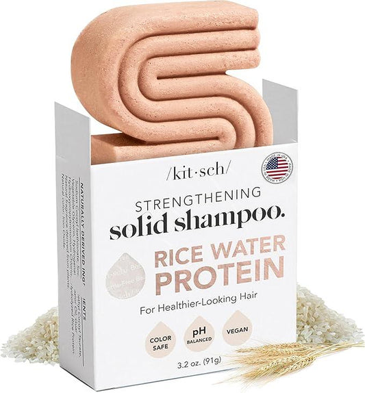 Kitsch Rice Shampoo Bar for Strengthening | Helps Dry Hair | Made in US | All Natural | Moisturizing | Vegan Solid Shampoo Bar for Hair | Rice Water Shampoo Bar | Zero Waste, 3.2 oz - Which Mark