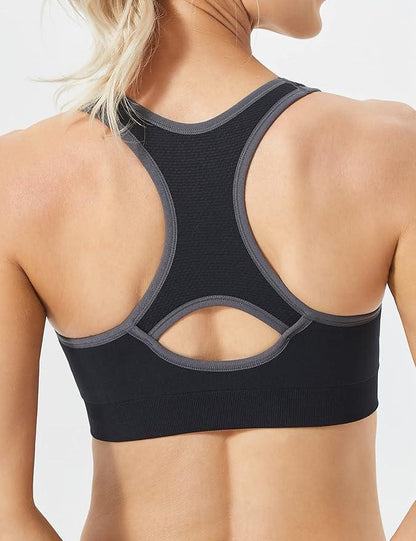 FITTIN Racerback Sports Bras for Women - Padded Seamless Bras for Yoga Gym Workout Fitness White - Which Mark