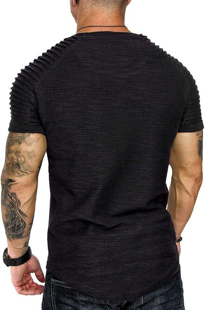 COOFANDY Men's Muscle T-Shirt Pleated Raglan Sleeve Bodybuilding Gym Tee Short Sleeve Fashion Workout Shirts Hipster Shirt - Which Mark